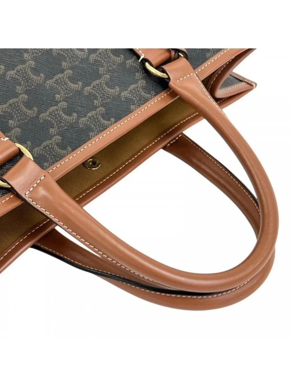 Celine Tote Triomphe Leather Brown Gold